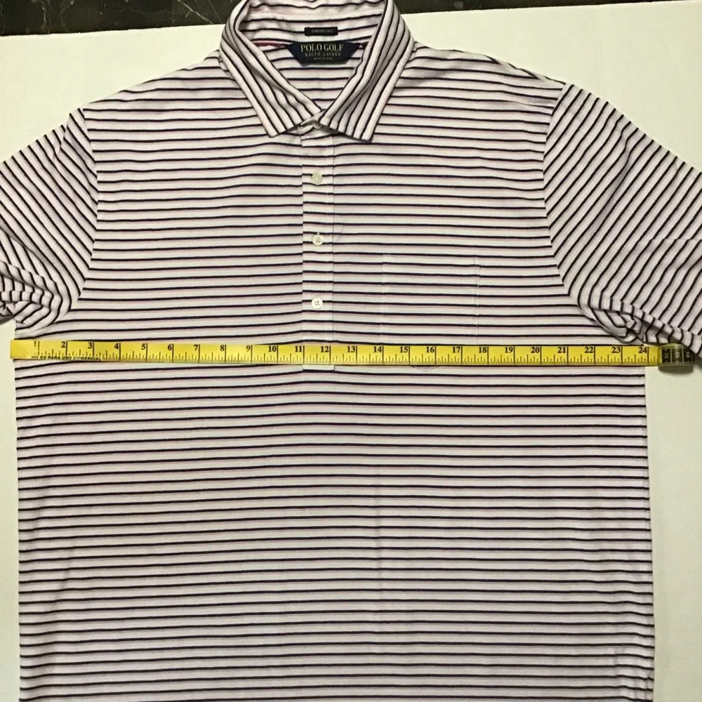 Ralph Lauren men’s Polo Golf shirt pink/blue‎ striped stretch lisle